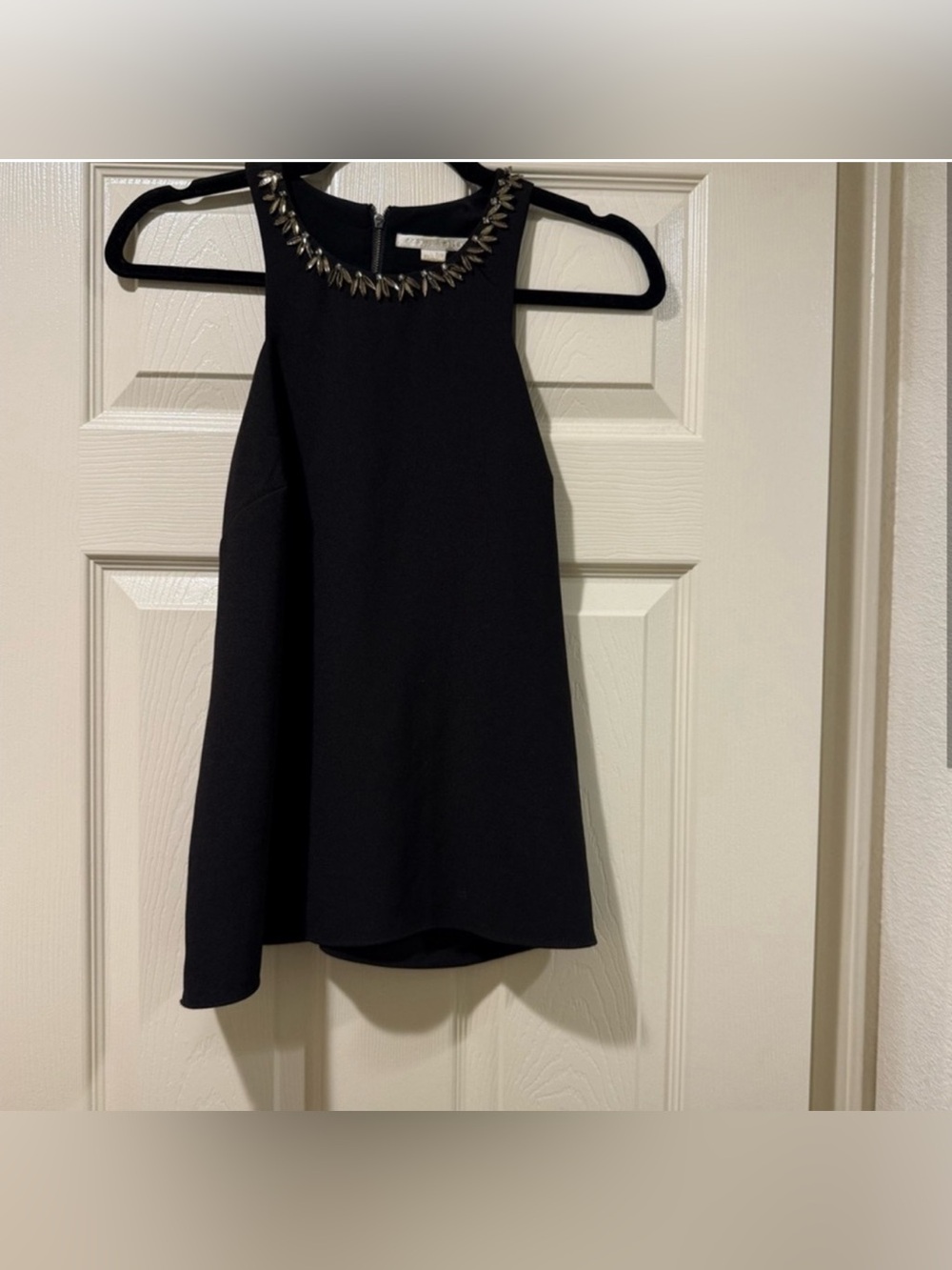 Cooper & Ella Black Sleeveless Top with Embellished Neckline Size XS